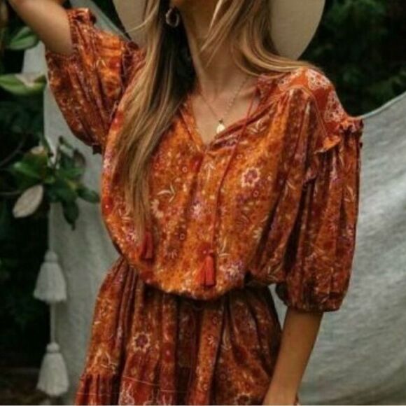 Floral Print Tunic Cotton Summer Dress - Picture 2 of 7